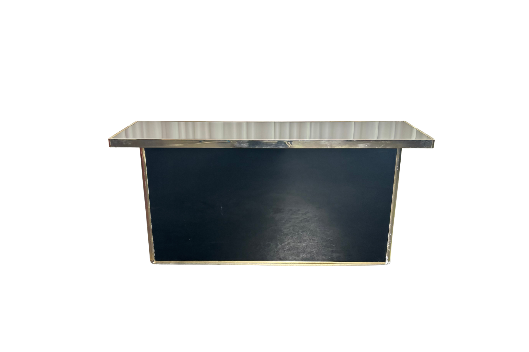 Console en laiton et miroir noir