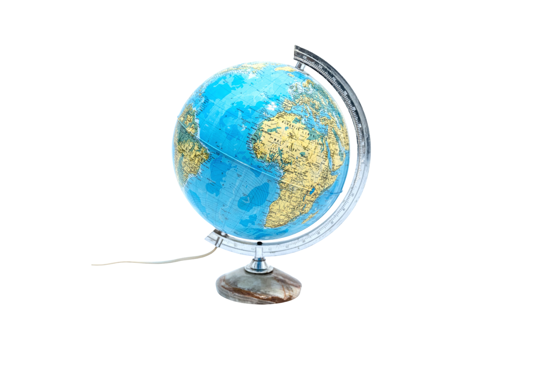Mappemonde lumineuse avec socle en marbre