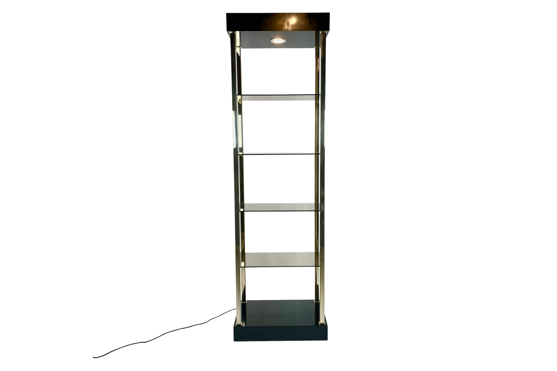 Etagère en laiton et verre fumé, Belgo Chrome, 1980