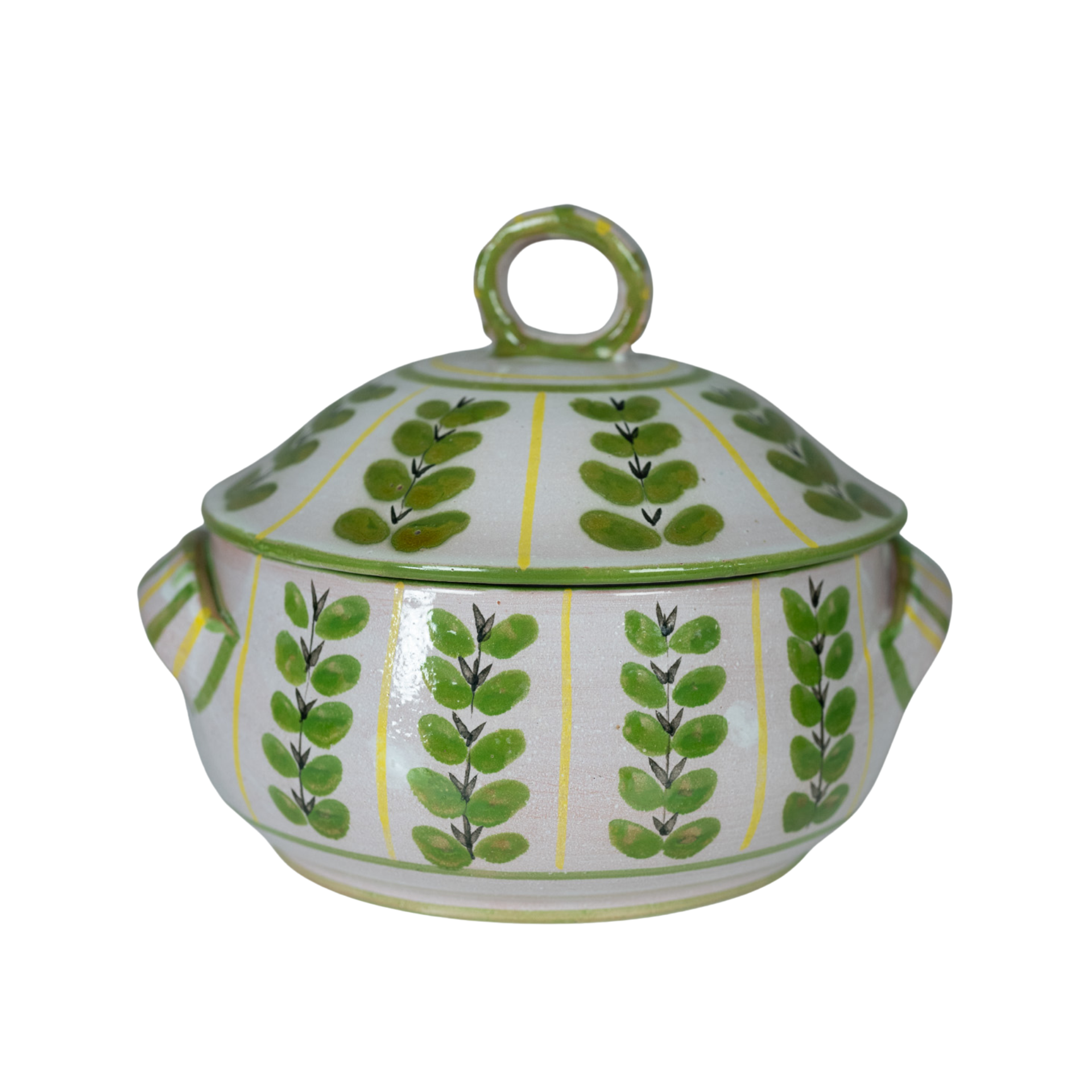 Soupière en céramique à motif végétal atelier Mugnerot, France, 1960