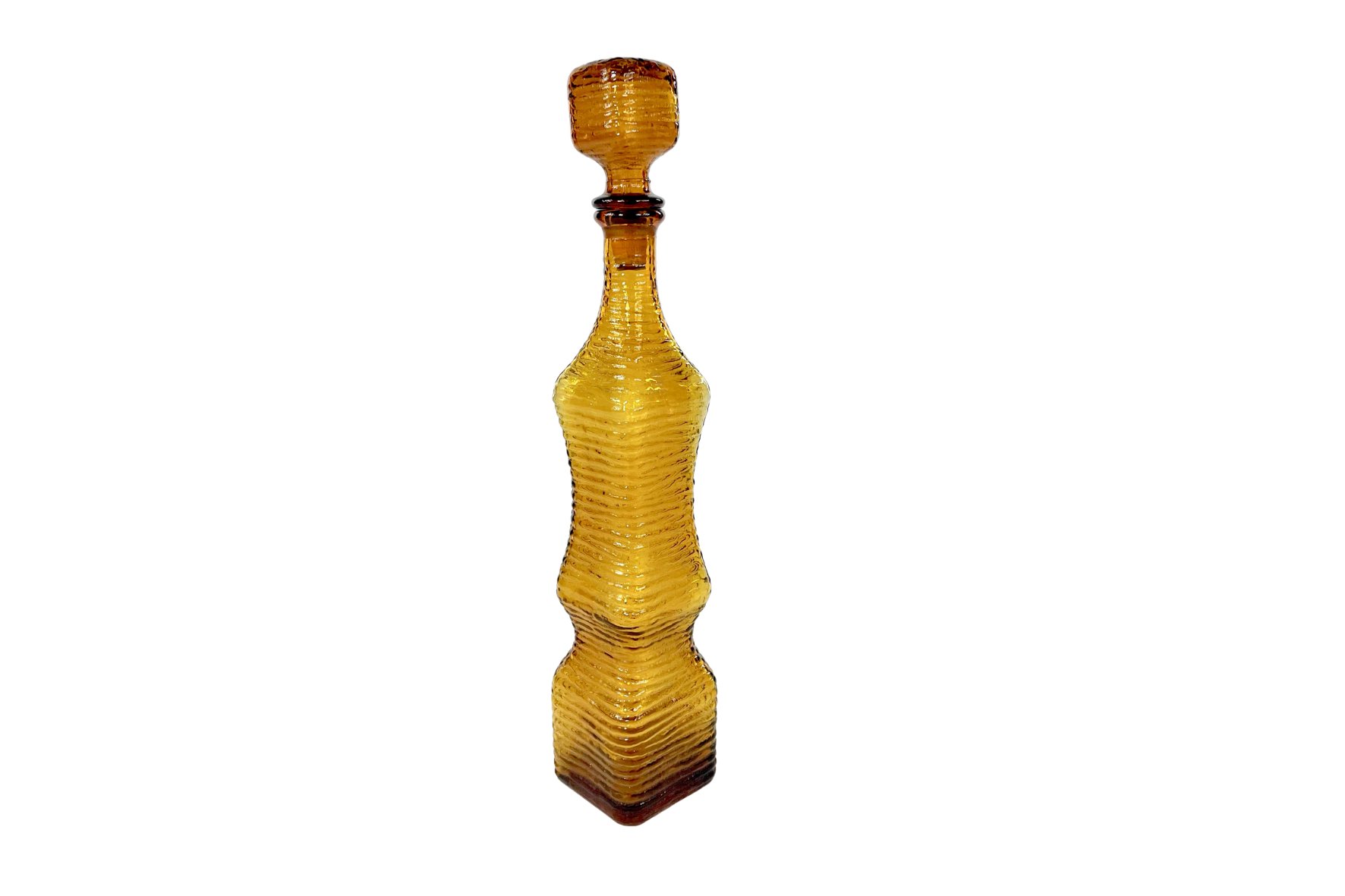 Bouteille de Génie jaune ambrée en verre d'Empoli, Italie, Mid Century