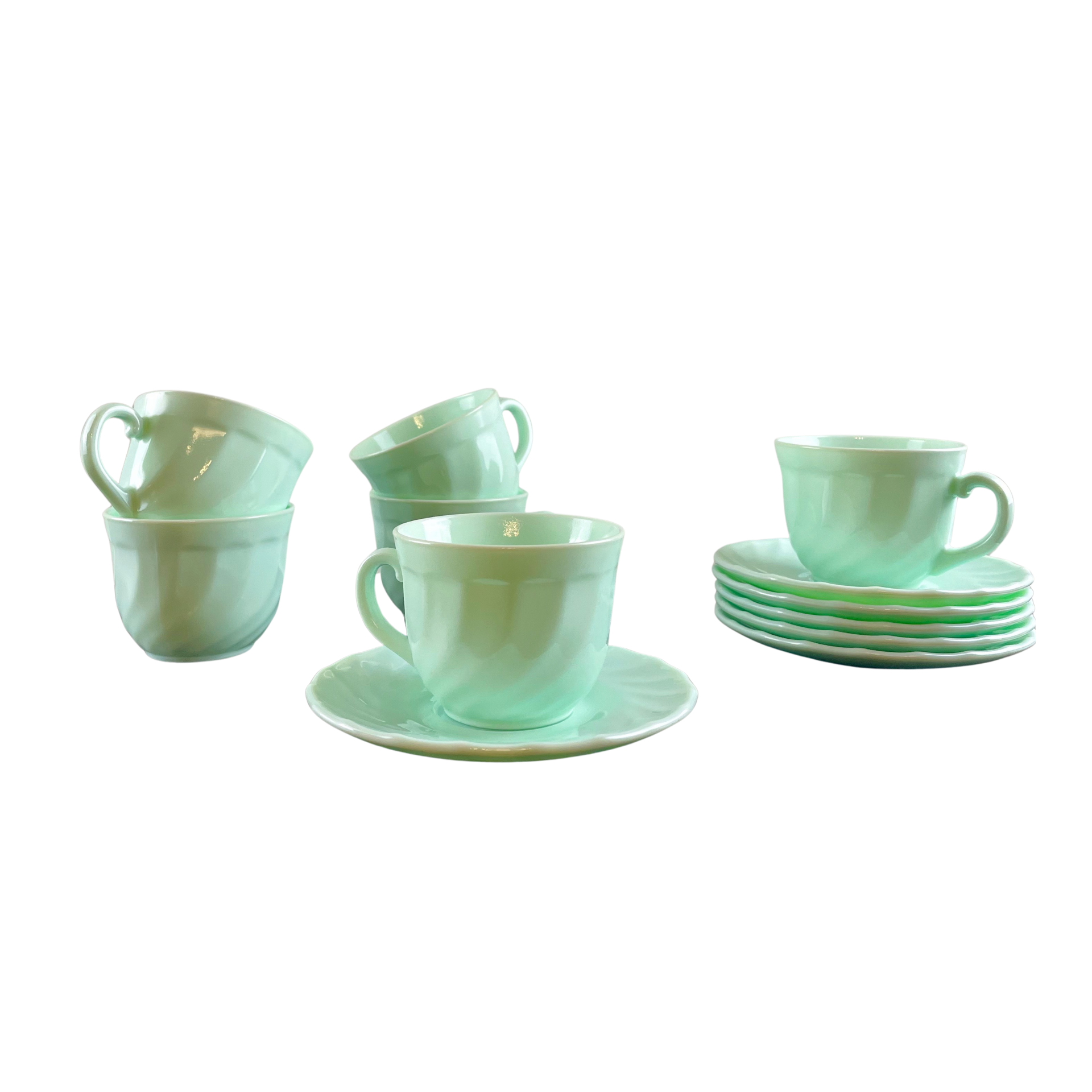 Service à thé - café jadéite par Arcopal, France, 1970