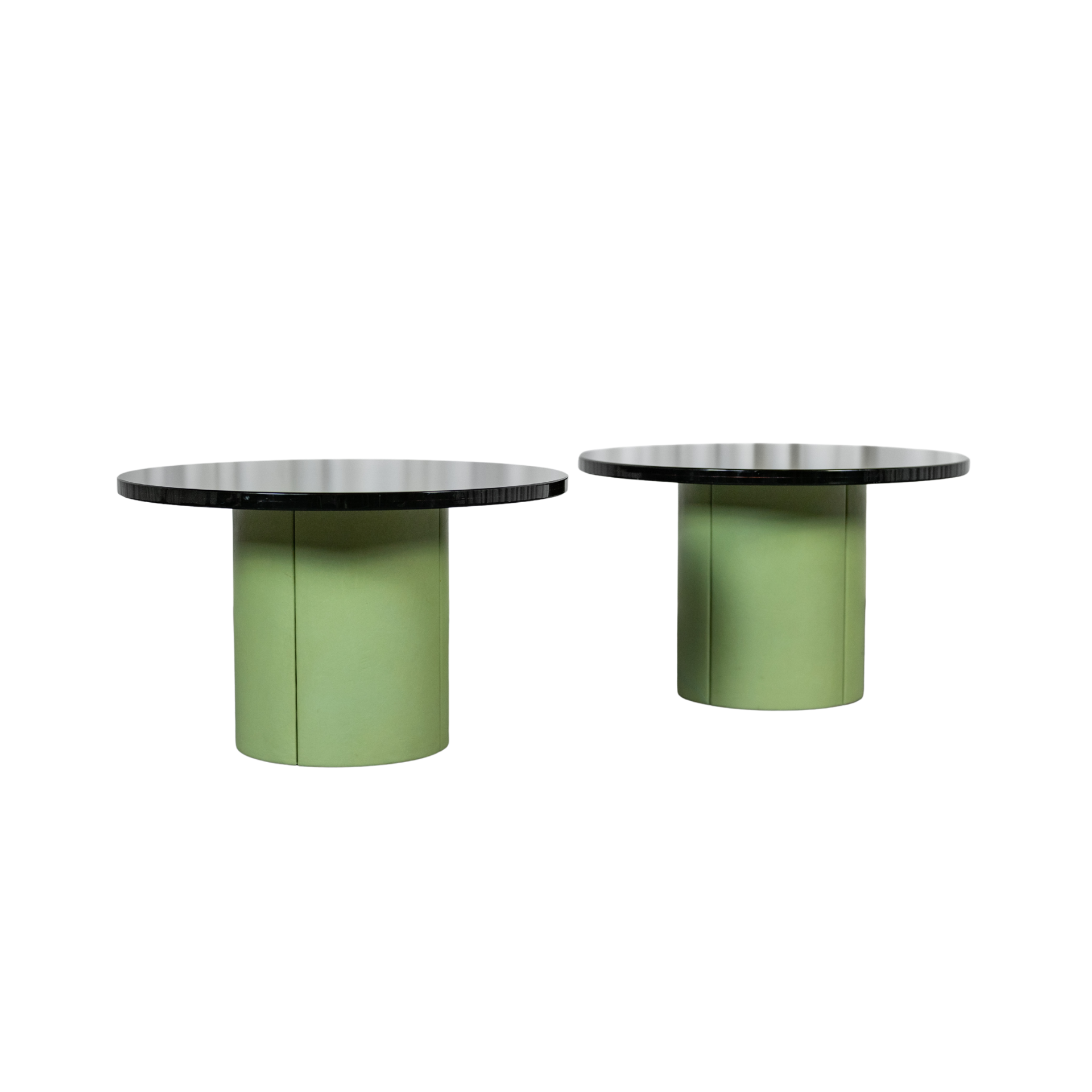 Matcha table, lot de 2 tables basses cuir et plexiglas
