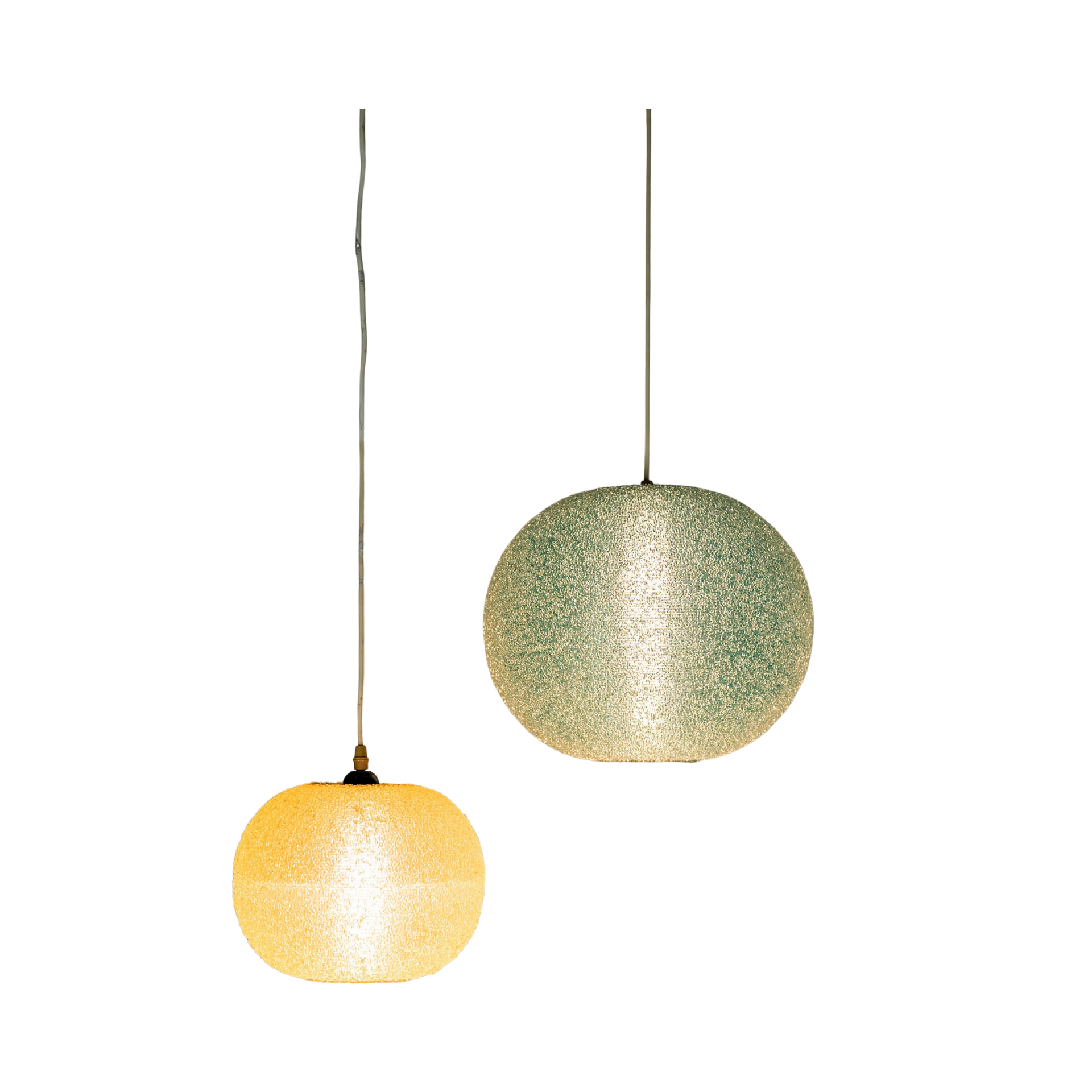 Lot de deux suspensions  Sugarball Moon par Rotaflex, Belgique, 1970