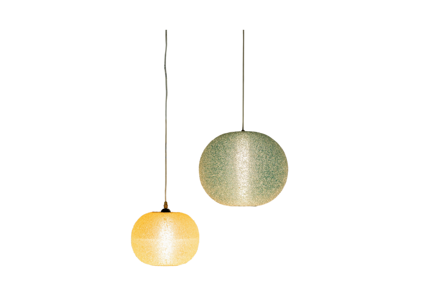 Lot de deux suspensions  Sugarball Moon par Rotaflex, Belgique, 1970