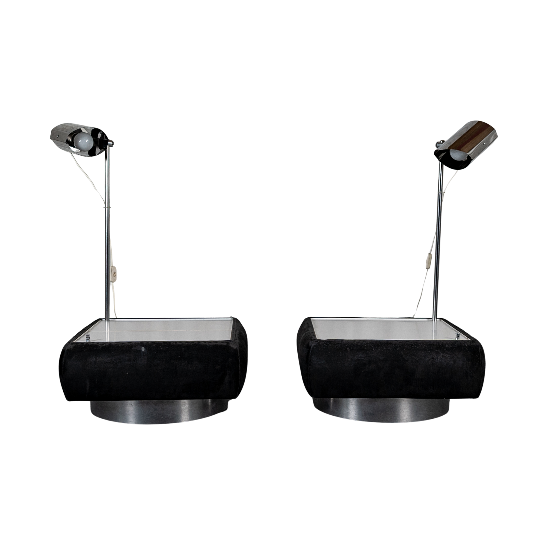 Lot de 2 tables d'appoint avec lampe intégrée