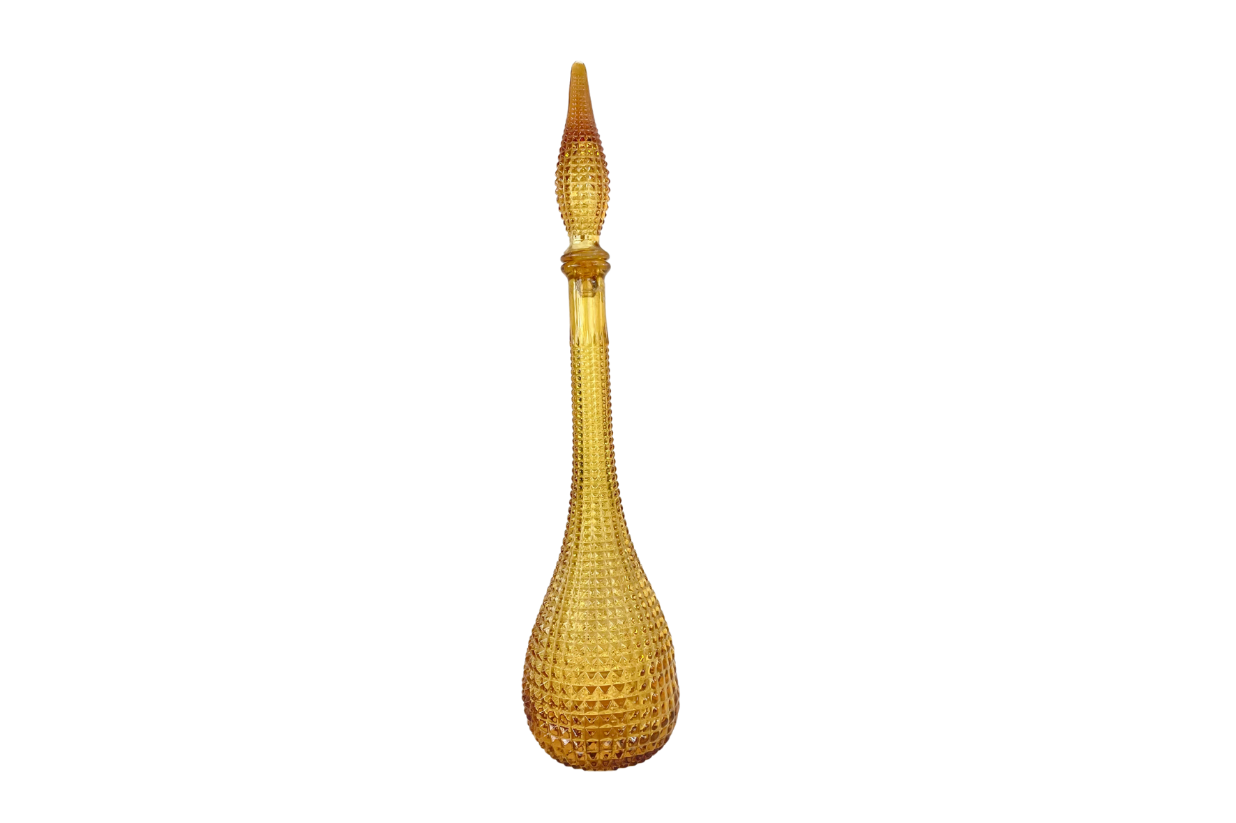 Bouteille de génie ambrée, verre d'Empoli, Italie, Mid-century