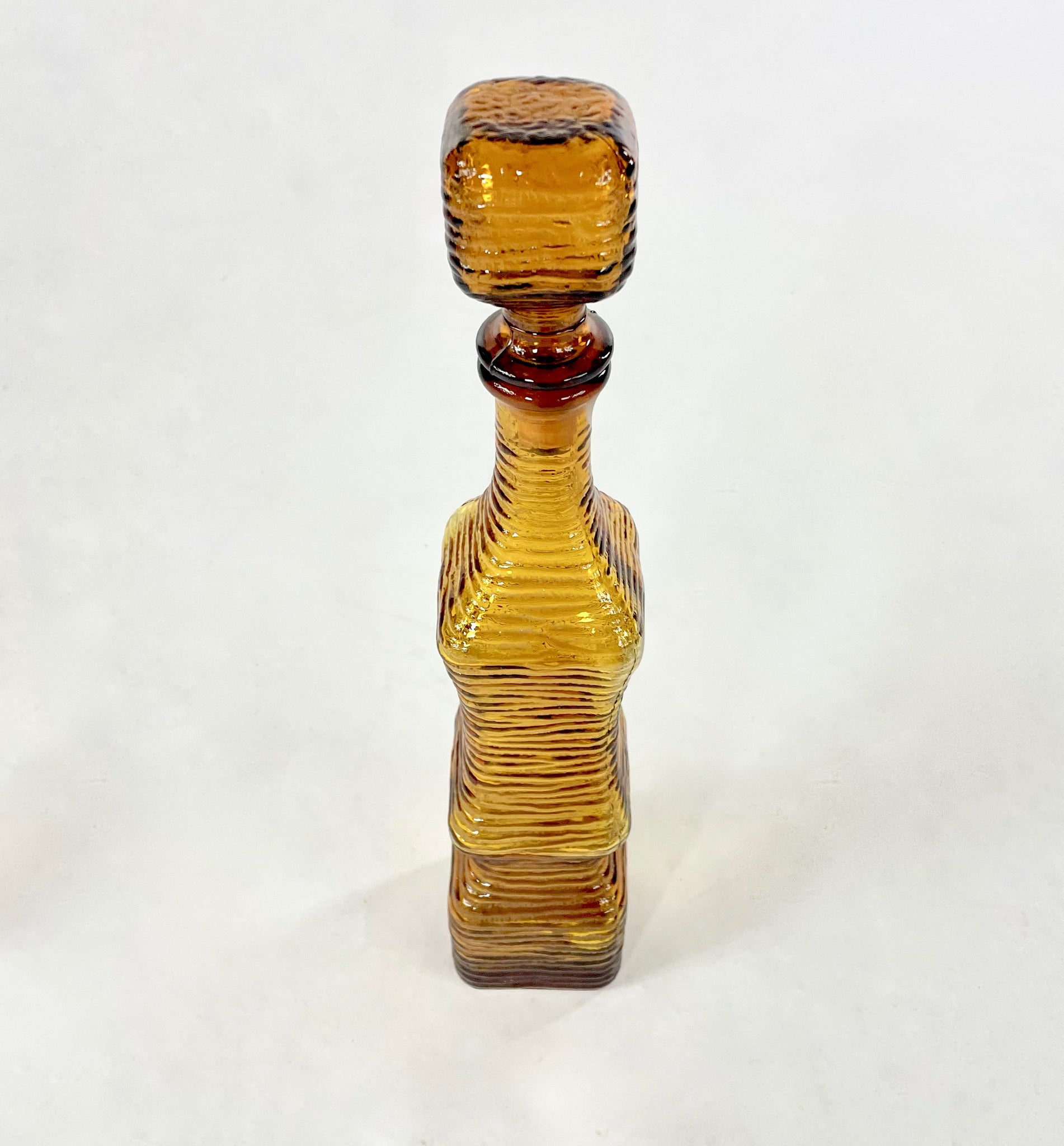 Bouteille de Génie jaune ambrée en verre d'Empoli, Italie, Mid Century