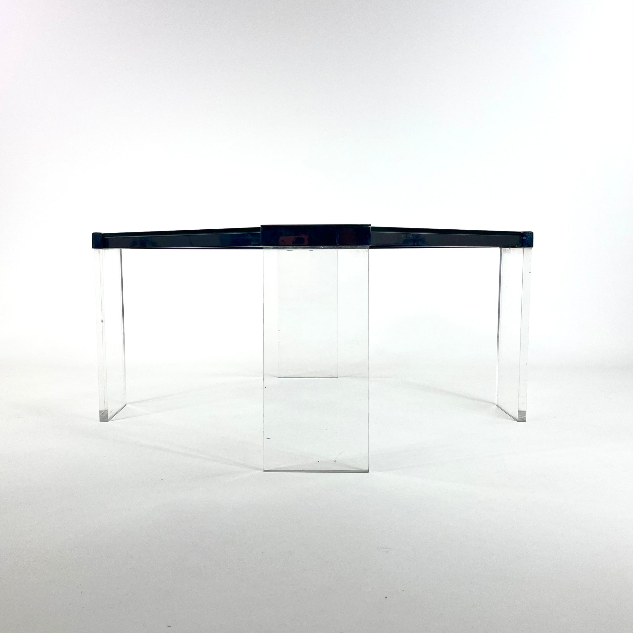 Table basse eightie's verre et Plexiglas